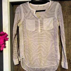 Rebecca Taylor Blouse Tiger Print Overlay Sheer Designer Top Size 6 Animal